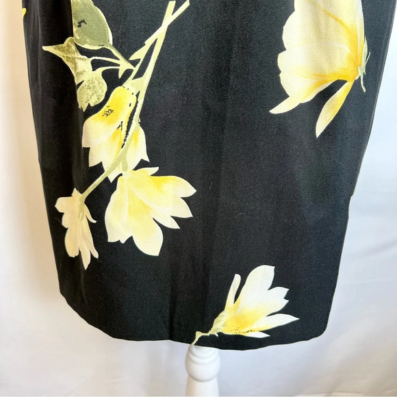 Alyx Black Yellow Floral Sleeveless Fitted Midi Spring Dress Women’s Size 10 - Picture 5 of 15